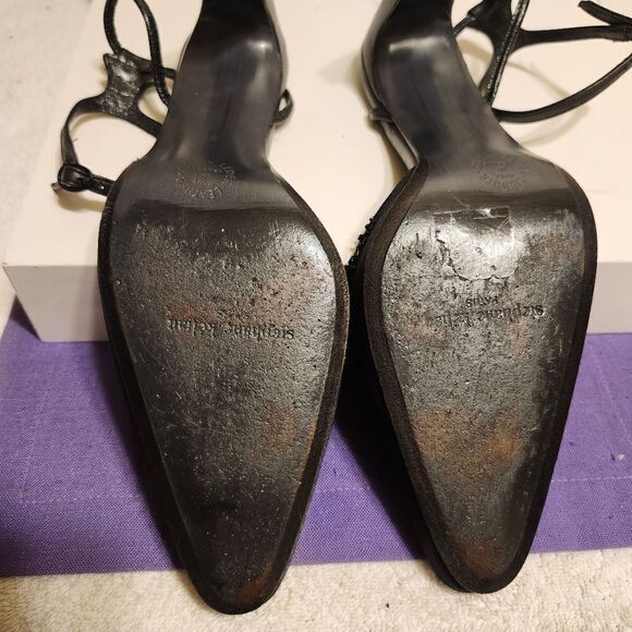 STEPHANIE KÉLIAN PARIS Black Beaded Silk/Leather Pumps Sz.9 Ret.$495 in Box - Picture 9 of 12